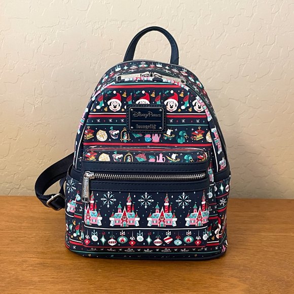 New Disney Parks Loungefly Backpack Christmas Holiday Ugly Sweater 2020 NWT - Picture 1 of 7